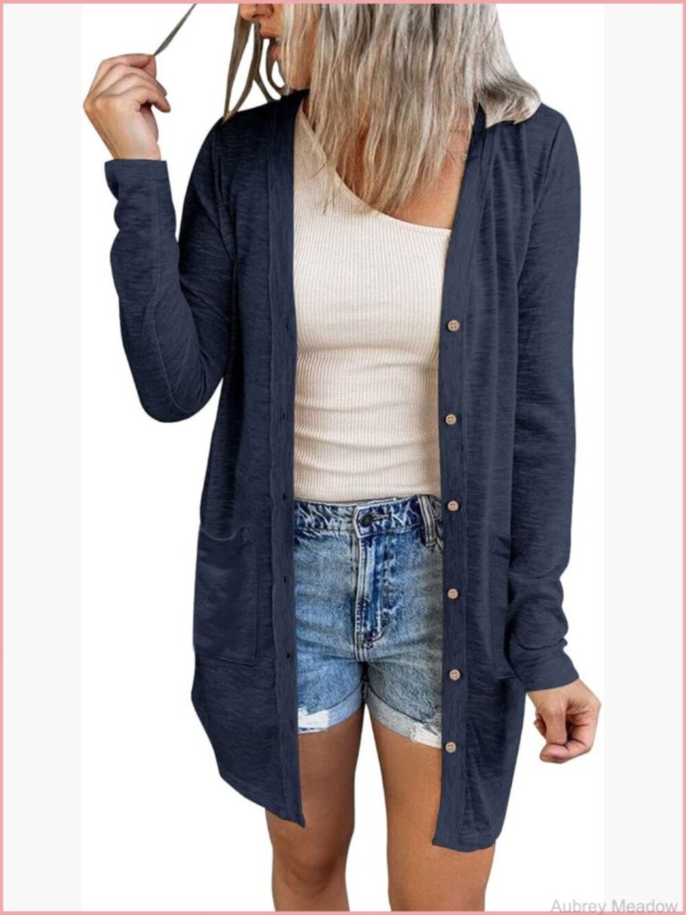 Lightweight Open Front Cardigan with Pockets
